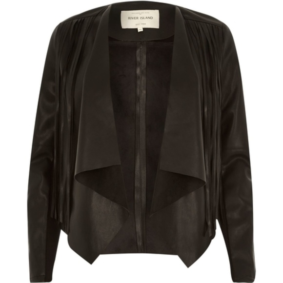 black faux suede fallaway jacket